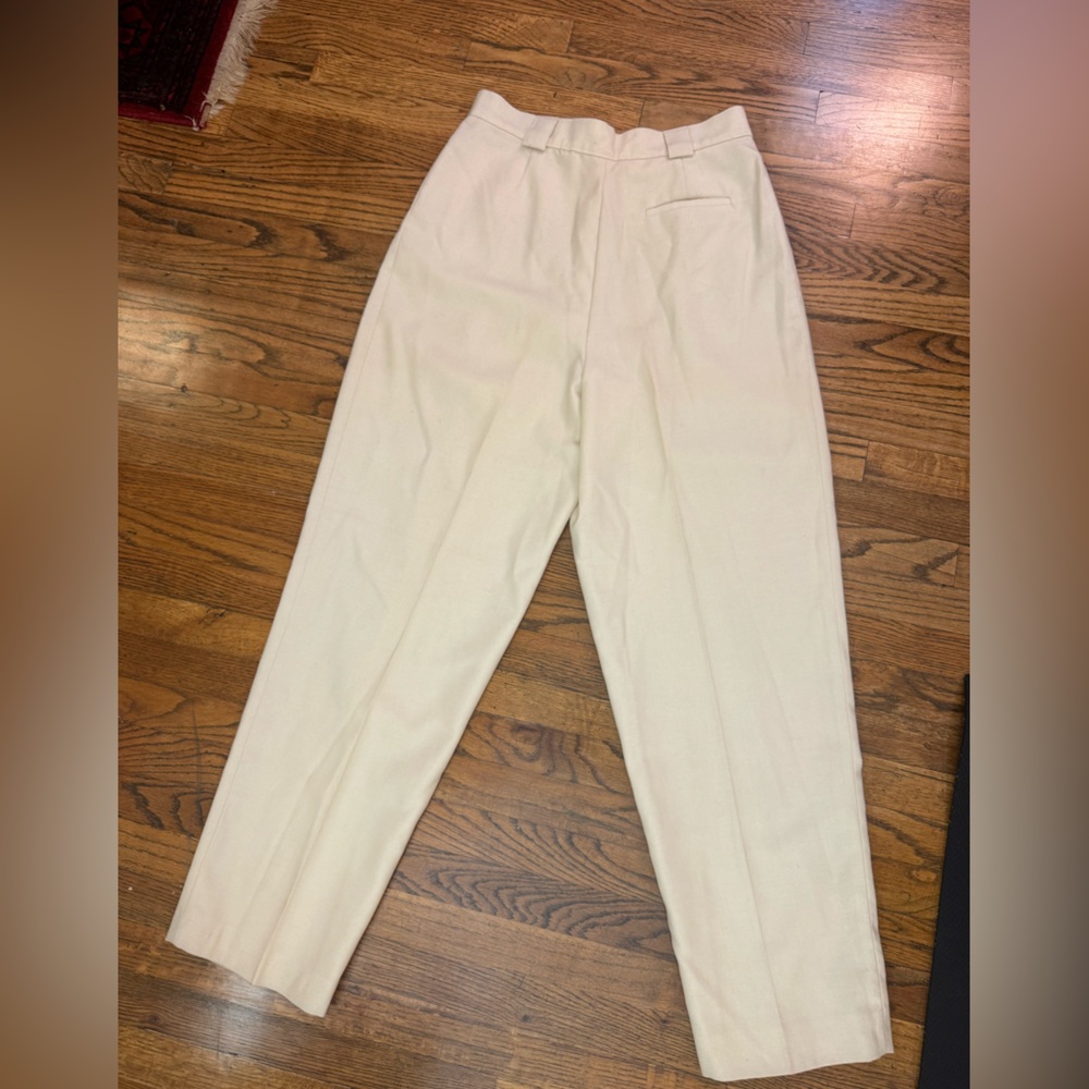 Vintage 100% wool Cream Pleated Pants size 6 - Picture 5 of 7